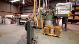 Factory floor showing eqipment used to make flooring products
